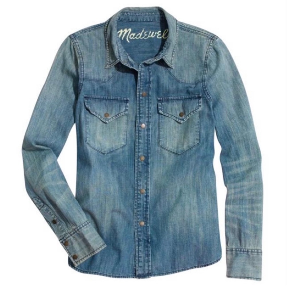 Madewell western denim button down size S - Picture 2 of 15